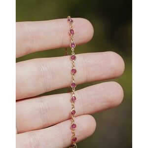 2.3 ct Vintage 14k Solid Yellow Gold Natural Ruby Chain Link Tennis Bracelet